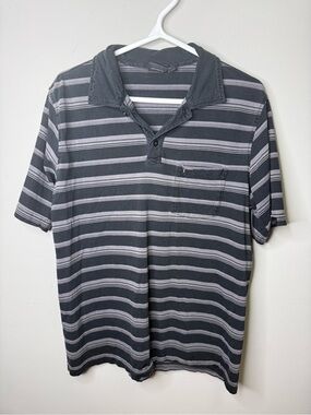 Vans Men's Black & Gray Striped Polo Shirt Medium